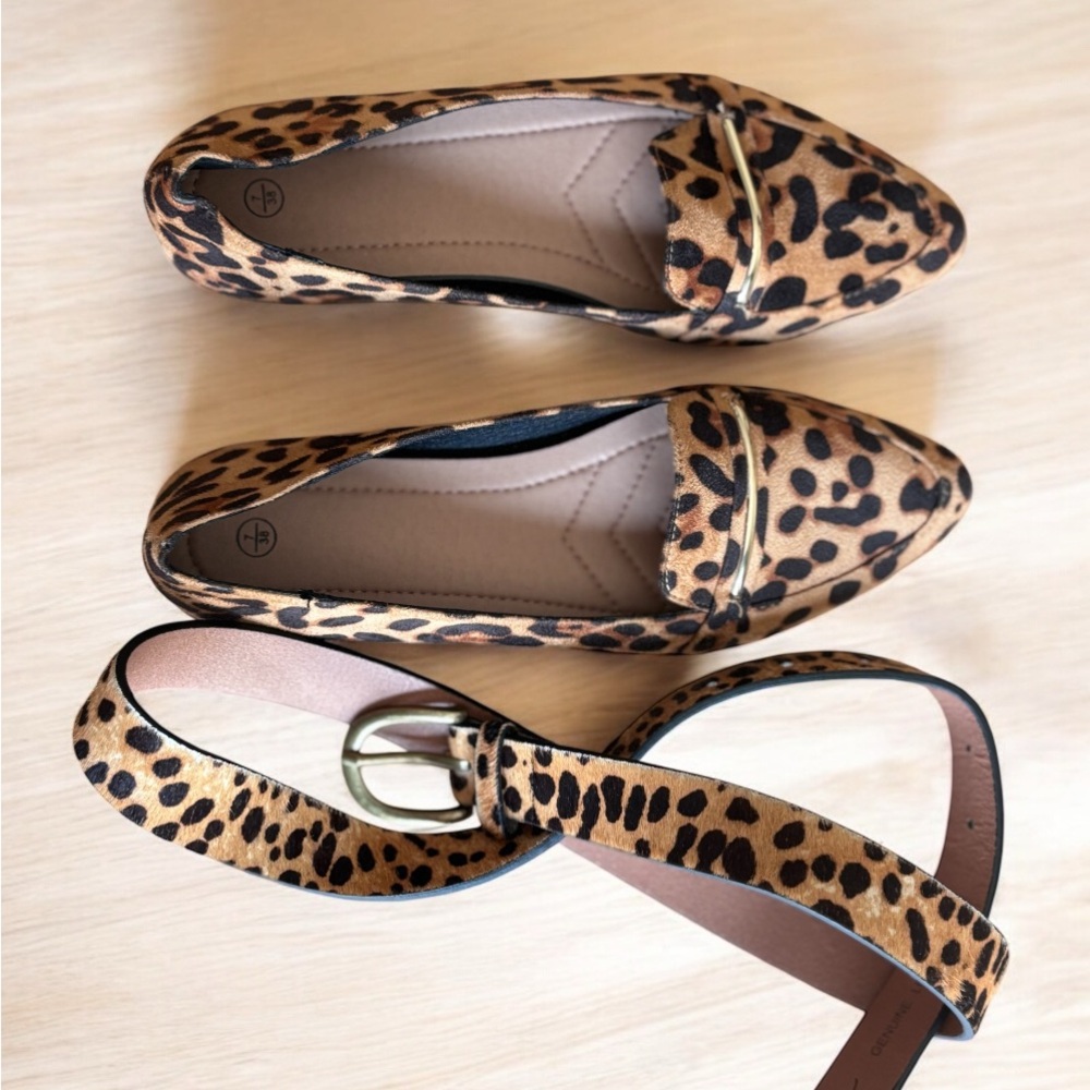Leopard Print Women's Loafers & Belt